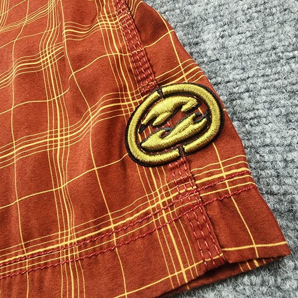 Vintage Billabong Y2K Board Shorts 36 Plaid Swim Trunks Cargo Embroidered Logo - Picture 2 of 12